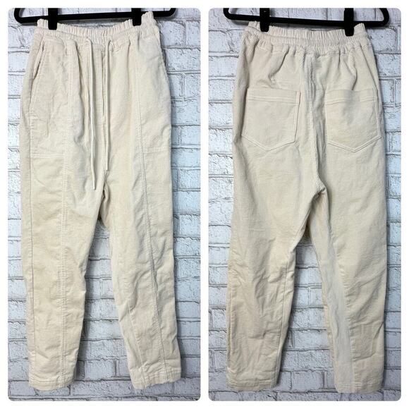 Shona Joy Pants Holly Drop Crotch Corduroy High Waist Straight Leg Cream White 2 - Picture 2 of 9